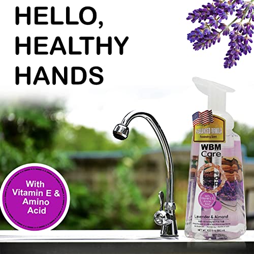 WBM Care Lavender Natural Foaming Soap Refills, Enriched with Almond Scent, Vitamin E & Amino Acid, Moisturizing & Nourishing, Hand Wash, 13.5 Oz/Each (Pack of 6)