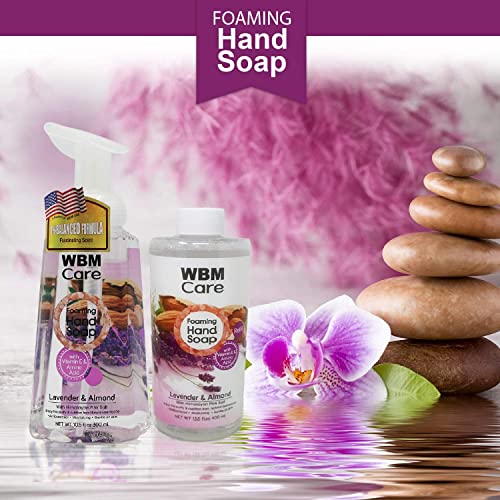 WBM Care Lavender Natural Foaming Soap Refills, Enriched with Almond Scent, Vitamin E & Amino Acid, Moisturizing & Nourishing, Hand Wash, 13.5 Oz/Each (Pack of 6)