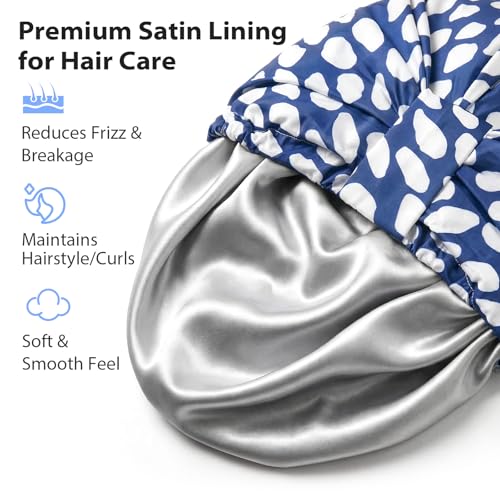 INNELO Reusable Waterproof Shower Cap with Satin Lining