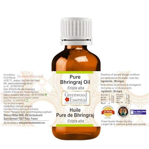 Greenwood Essential Bhringraj Oil (Eclipta alba) | Infused | Pure | Non-Sticky | Lightweight | For Scalp Application | Traditional Ayurvedic | Men & Women | 30ml (1 oz)