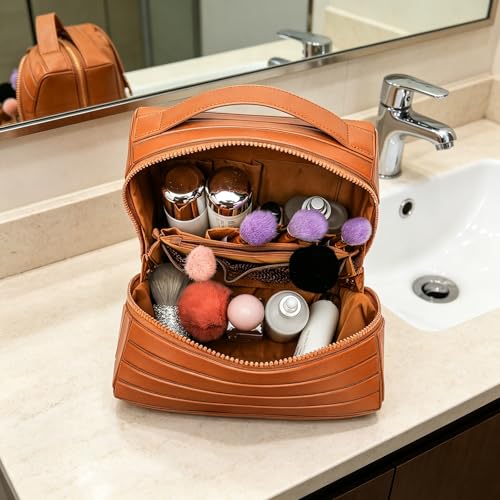 3D Striped Makeup Bag Large Capacity Cosmetic Organizer