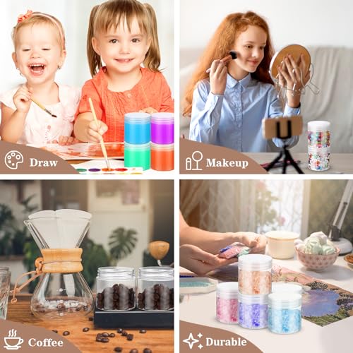 eBoot 150 Piece 2 Oz Plastic Container Jars with Lids Round Clear Cosmetic Empty Clear Plastic Jars for Lotion, Cream, Makeup, Eye Shadow, Rhinestone, Samples, Pot, Travel Storage(2 Oz)