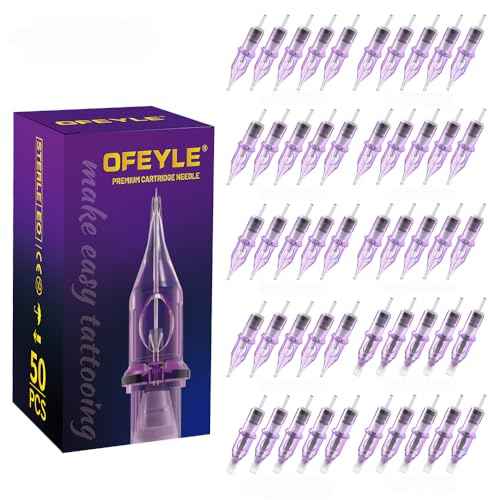 Tattoo Cartridge Needles 50PCS Assorted Mixed Size Round Liner Shader Magnum 3RL 5RL 7RL 9RL 5RS 7RS 9RS 9RM 11RM 7M1 Disposable Tattoo Needles with Membrane for Rotary Tattoo Machine Pen Gun