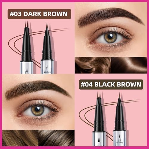 2 Pack Hair Like Eyebrow Pen Set, Long-Lasting Microblading Eye Brow Pencil for Natural Brows, 2-IN-1 Beginners & Daily Use Eyebrow Pencils for Women, Waterproof & Smudge-Proof Brow Tint