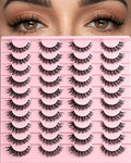 Wispy False Eyelashes - Cat Eye Strips, Clear Band, 20 Pairs