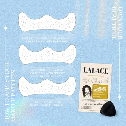 LALACE Glitter Freckles Face Tattoo ? Sparkle Freckle Temporary Tattoo, Waterproof Face Glitter for Women, Face Sparkles & Face Freckles Glitter Makeup Accessories (12pcs Silver Star)