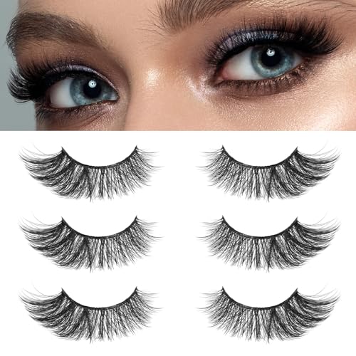 Beetles False Eyelashes Fluffy Cat Eye 7 Pairs Strip Lashes 9-18mm Length Wispy Volume Lashes C Curl 3D DIY Fake Eyelashes with Tweezer Milk Chocolate (SCM001, 9-18mm)