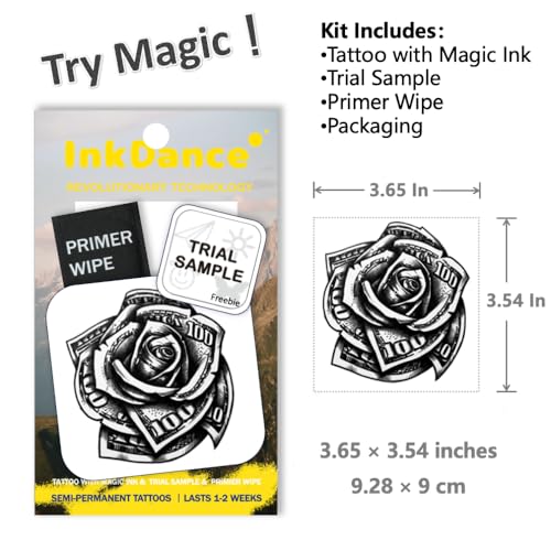 Money Rose Semi-Permanent Tattoo | Waterproof 1-2 Week Wear