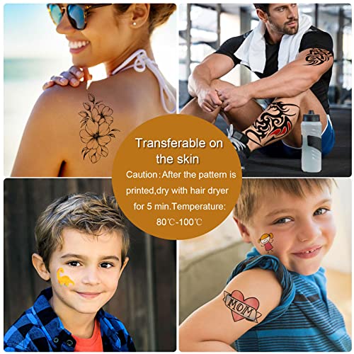 Printable Temporary Tattoo Paper for Inkjet Printers, 5 Sheets A4 Waterproof