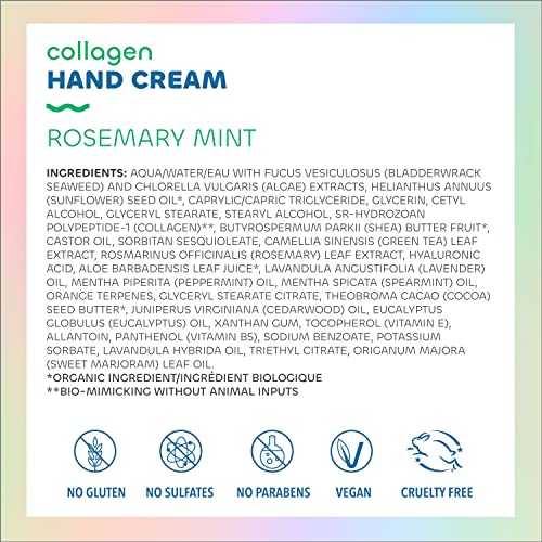 Seaweed Bath Co. Collagen Hand Cream, Rosemary Mint Scent, 2 Ounce, Sustainably Harvested Seaweed, Green Algae, Shea Butter