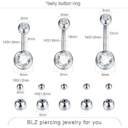 Xpircn Piercing Kits Stainless Steel 20G 18G 16G 14G 12G Lip Nose Tongue Tragus Cartilage Daith Eyebrow Belly Button Rings Clear Retainer Piercing Jewelry