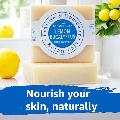 Organic Handmade Lemon-Eucalyptus Bath and Hand Soap for Oily Skin - Bath Soap with Gentle Creamy Moisturizing Foam - Organic Hand Soap with 100% Organic Ingredients - 4oz / 110gr