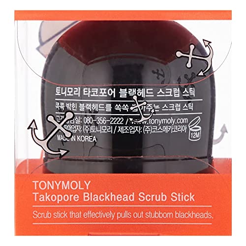 TONYMOLY Tako Pore Black Head Scrub Stick For Clogged powers, exfoliation, Removes excess sebum and gently exfoliates pores to pull out blackheads, whiteheads, and other skin impurities.