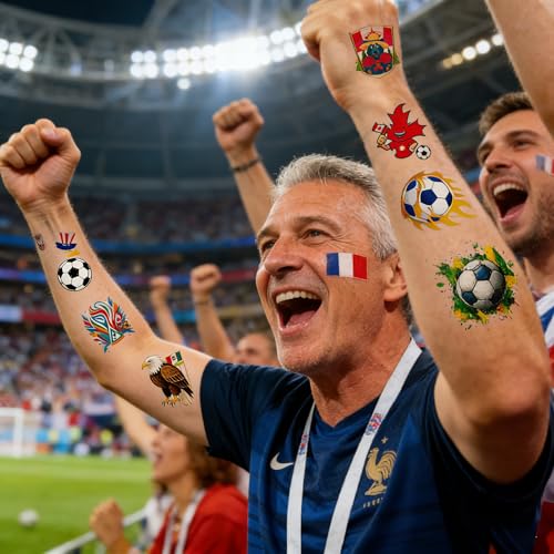 Soccer Temporary Tattoos 20 Sheets - Waterproof Sports Stickers