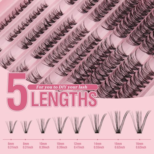 Lash Clusters 300PCS Mixed Volume Eyelash Extensions 8-16mm