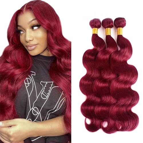 99J Burgundy Body Wave Hair Bundles - Virgin Human Hair 3 Pack