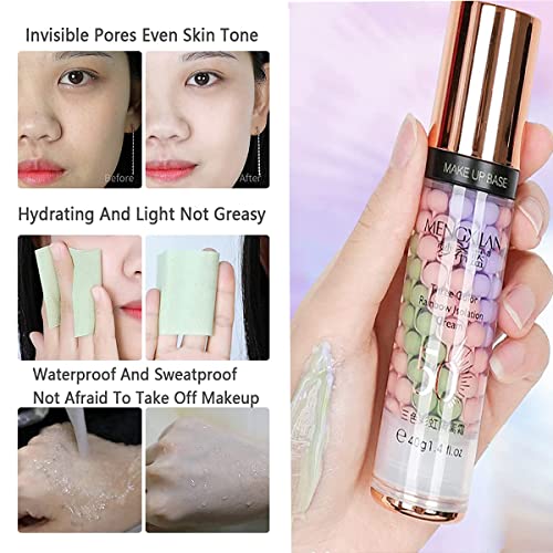2Pcs Pore Primer,Skin Tone Correcting Facial Serum,One Step Face Makeup Primer,Isolation Cream Invisible Pore,Cover Acne Marks,Oil Control Moisturizing Essence Concealer Foundation