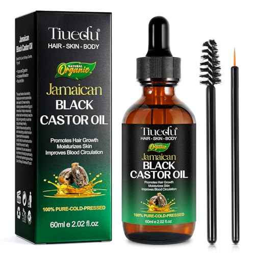 Tiuedu Jamaican Black Castor Oil for Hair Growth,Thicker Eyelashes & Eyebrows,Castor Oil for Hair,Face,Body & Skin,100% Pure Cold Pressed Black Castor Oil,Hair Nourishing Oil,Massage Oils