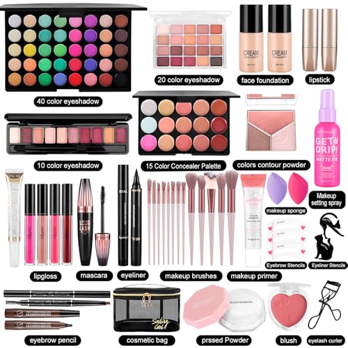 Makeup Kit for Women Full Kit Include Foundation Eyeshadow Palette Makeup Brushes Makeup Sets for Teens Girls, All In One Makeup Gift Set for Women and Beginner, Mothers Day Gifts, Graduation Gifts