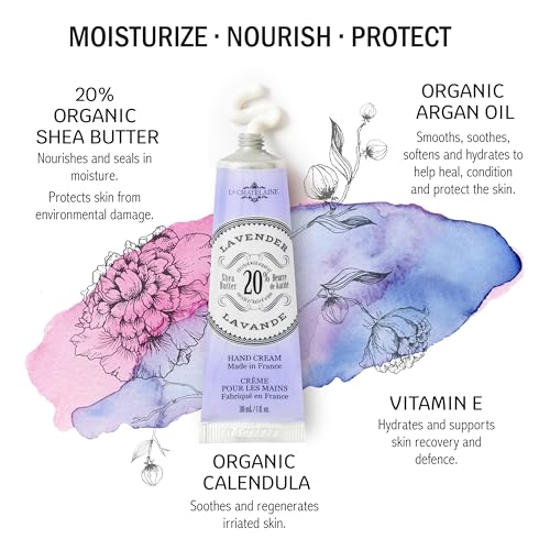 Lavender Shea Butter Hand Cream - Organic Argan Oil, Nourishing, Made in France, 1 oz