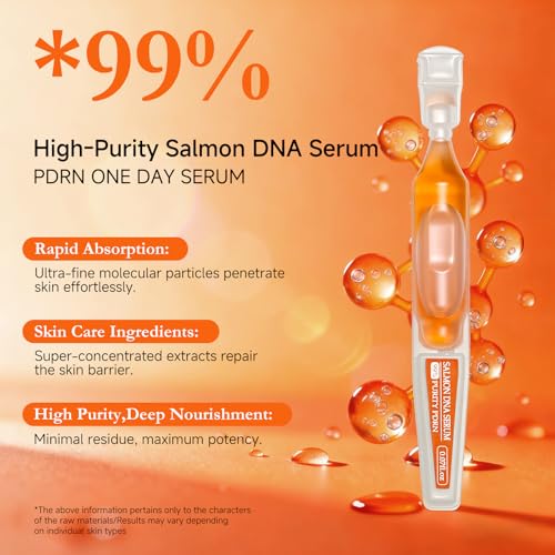 Salmon DNA Serum,99% PDRN Serum For Face Anti Aging One Day With Recombinant Collagen,Glutathione,Hyaluronic Acid,Korean Skin Care For Deep Hydration,Firming & Uneven Skin Tone,0.07 Fl.Oz x 15e