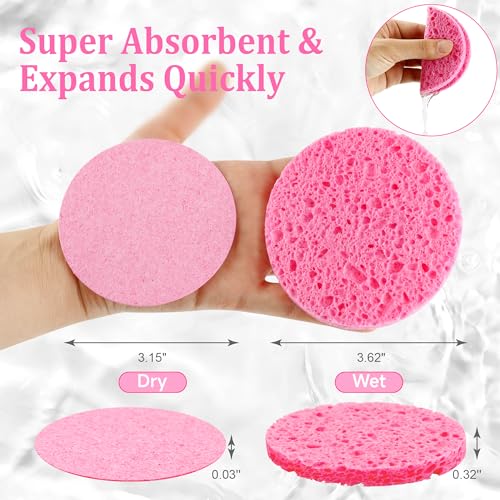 Compressed Natural Cellulose Facial Sponges - 60 Pcs, 3.15in
