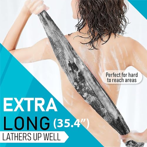 Exfoliating Body Washcloth Variety Pack (3pc) - Soft, Medium & Hard - Nylon Body Scrub Cloth (11.8" X 35.4") - Ideal Bath Shower Back Scrubber for Men & Women - Enhances Skin Beauty