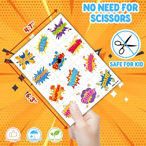 72 PCS Hero Party Favors ? 48 Pre-Cut Temporary Tattoos & 24 Hero Punch Balloons Themed Birthday Party Decorations Supplies Favors Gifts Goodie Bag Fillers Classroom Rewards for Boys Girls