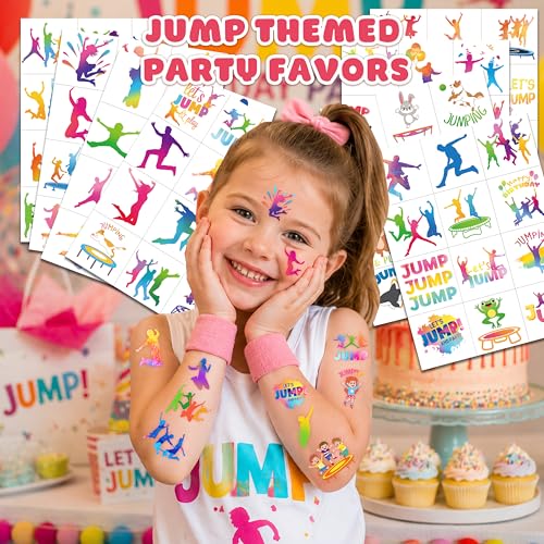 96 PCS Trampoline Temporary Tattoos for Kids Birthday Party