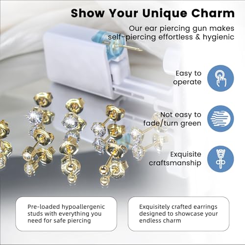 24 Pcs Disposable Ear Piercing Kit with Cubic Zirconia Earrings