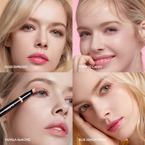Blanc Double Shadow Stick - 48HR Long Lasting Dual-Tone Eye Shadow Pencil - Combines Glitter w/Soft Matte or Shimmer - Waterproof & Smudge-Proof Eyeshadow Makeup 0.05 oz (#01 Gold-Espresso)