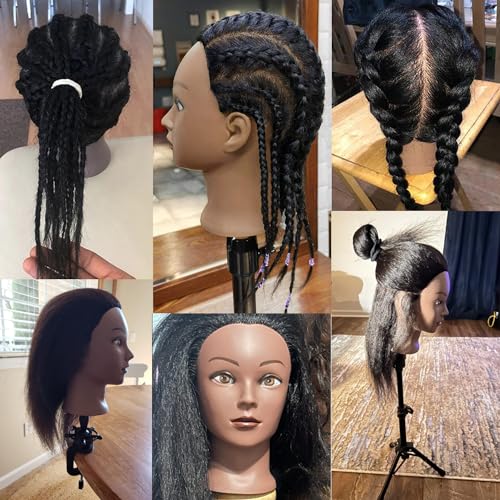 16" Real Human Hair Mannequin Head with Tripod Stand