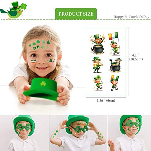 St. Patrick's Day Temporary Tattoos, 20 Sheets Shamrock Design