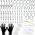 Body Piercing Kit - 84/98/120PCS Tools for Nose, Tongue, Lip, Ear, Eyebrow & More