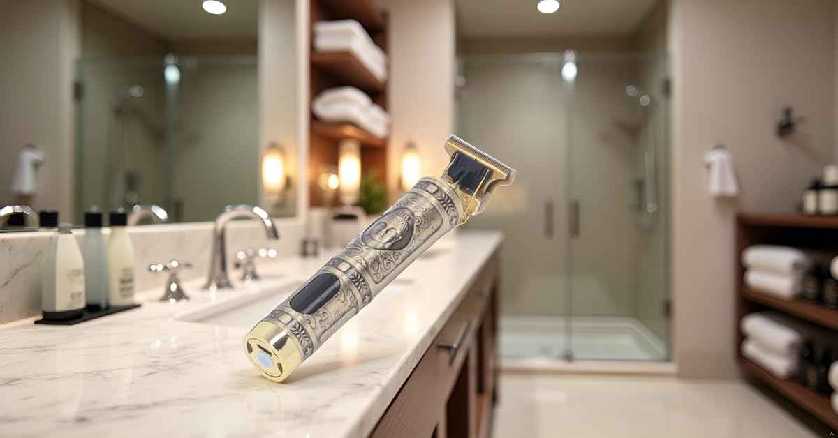 Alomejor Detail Beard Trimmer, Non Slip Frame Washable Blade Professional Hair Trimmer T Blade for Mens Gifts (Buddha Head)