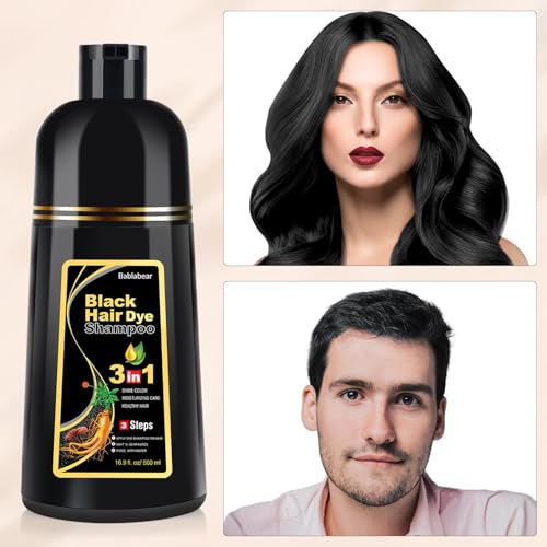 Black Hair Dye Shampoo for Gray Hair Coverage - 500ml