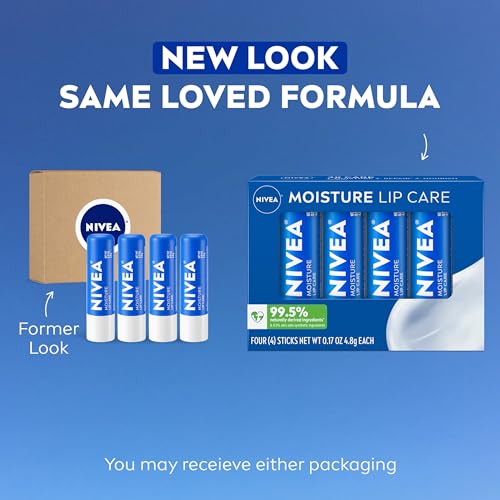 NIVEA Moisture Lip Balm with Shea Butter, 4-Pack