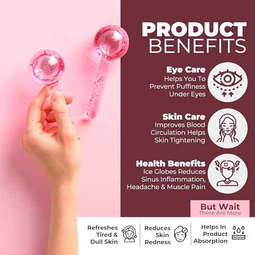 Ice Globes for Face 2Pcs ? Enhancing Daily Beauty with Ice Globes for Facials, Skin Tightening & Anti-Aging ? Perfect Facial Ice Globes for Reduction of Puffiness & Wrinkles of Face, Neck & Eyes?Pink