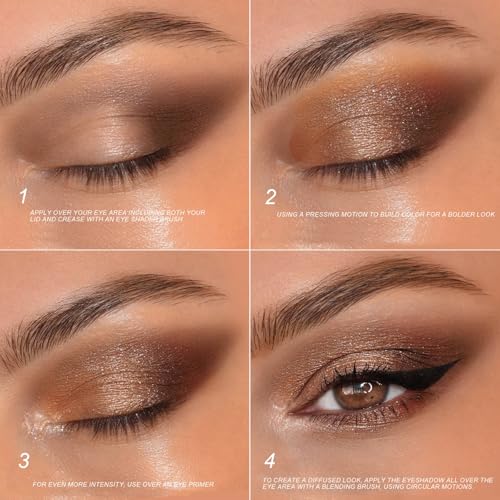 9 Colors Eyeshadow Palette Natural Nude Matte Shimmer Glitter Eye Shadow Pallete, High Pigment, Blendable, Long-Lasting Natural to Glam Smokey Eye Looks