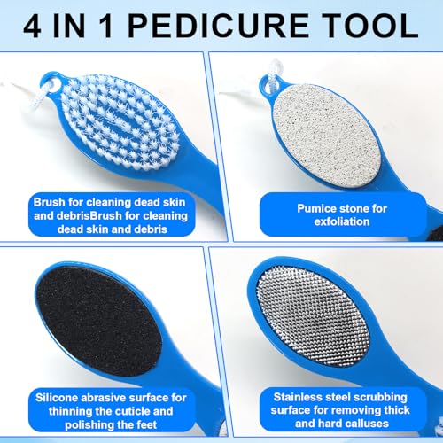 4-in-1 Foot Scrubber Brush Set - Pumice Stone & Callus Remover