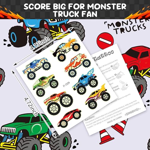 Monster Truck Glow in Dark Temporary Tattoos - 86 Pcs