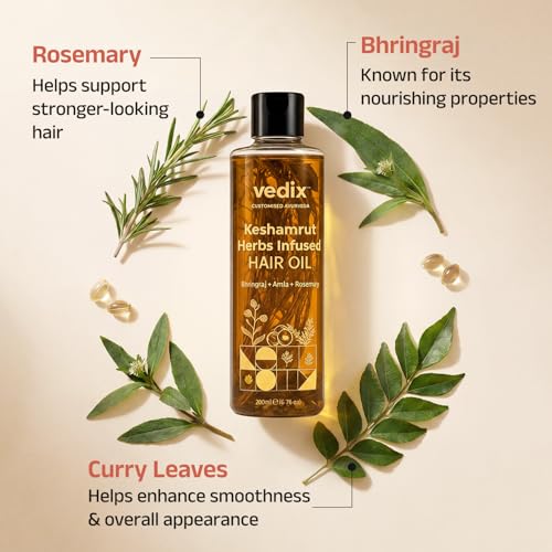 Vedix Ayurvedic Hair Oil with Bhringraj, Amla & Rosemary - 200ml