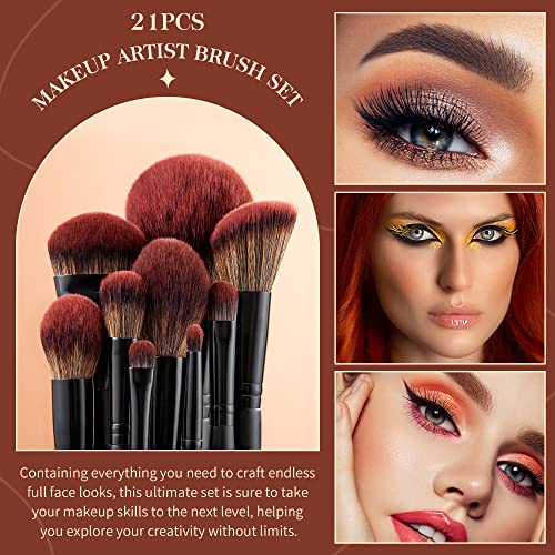 Jessup 21Pc Makeup Brush Set - Premium Synthetic Vegan Brushes