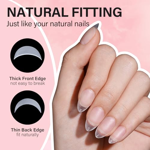 ALDISA 240pcs Almond Nail Kit with UV Lamp - DIY Salon Gel Tips & Polish Set