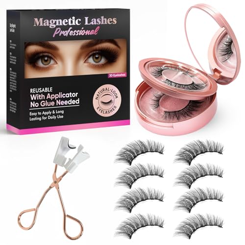 Magnetic Eyelashes with Easy Applicator, Natural Looking Magnetic Lashes for Daily & Special Events, Reusable False Eyelashes with Tool, Magnetic Eyelashes Natural Look That Lasts All Day