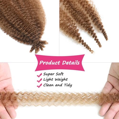 Springy Afro Twist Hair 3 Packs 350# Pre-Separated Marley Twist Braiding Hair Suitable for Damaged Kinky Afro Twist Hair chromatism Synthetic Wrapping Hair for Soft Locs Hair Extensions 18 Inch