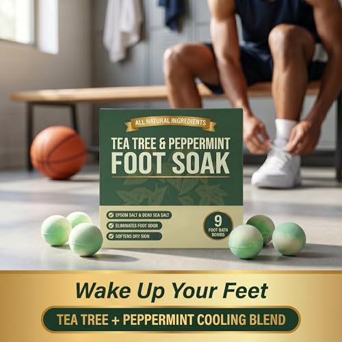 Tea Tree Oil Foot Soak Balls with Epsom Salt - 9 Pack for Tired Feet