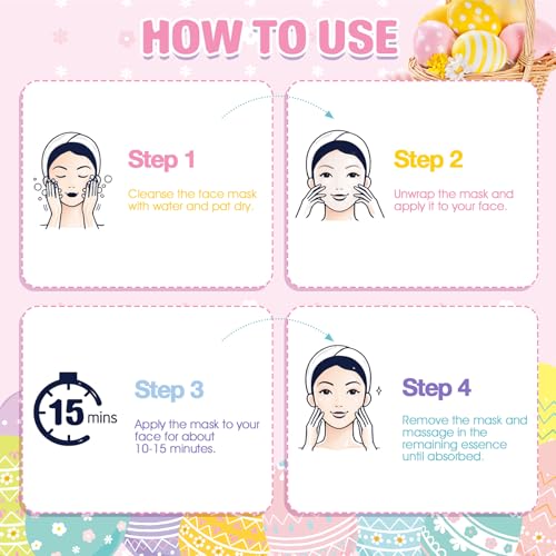 Loopeer 6 Pcs Easter Gifts Bulk for Adults Easter Basket Stuffers for Adults Spring Facial Masks for Girls Women Teacher Employees Party Favors Bulk