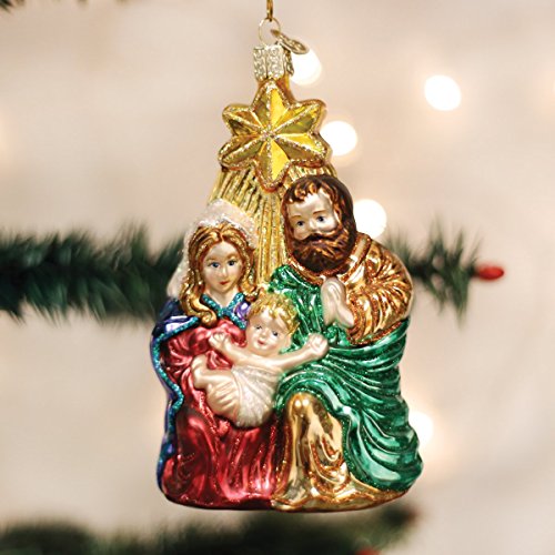 Old World Christmas 10132 Spiritual Gifts Glass Blown Ornaments for Christmas Tree Holy Family with Star