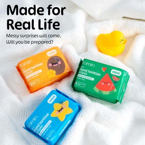 FOMIN Mini Travel Hand Sanitizer Wipes Variety Pack, 8 Pack, Alcohol-Free & Biodegradable